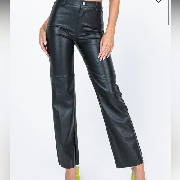 Princess Polly Black Leather Macey Pant - Picture 2 of 7